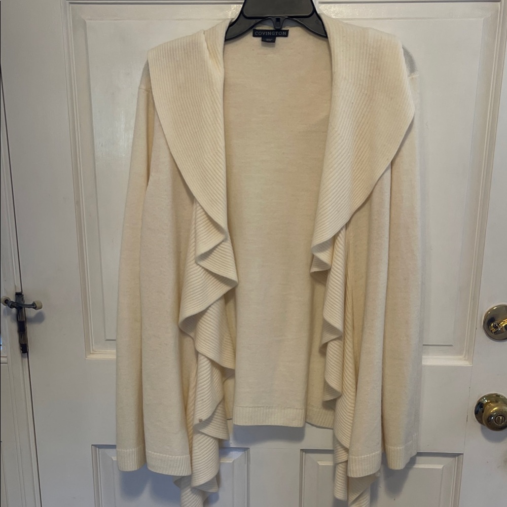 Covington Cream Ruffled Cardigan